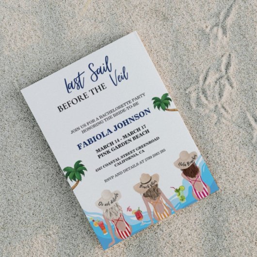Laatste Sail voor de Veil Bachelorette Party Kaart