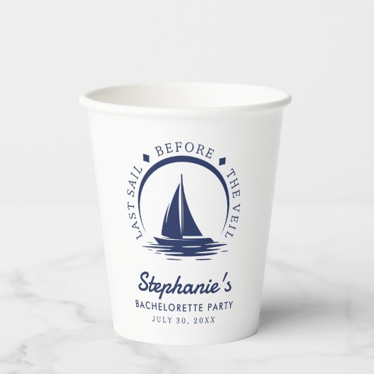 Laatste Sail voor de Veil Bachelorette Party Papieren Bekers (Voorkant)