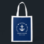 Laatste Sail voor de Veil Wedding Favor Bag Boodschappentas<br><div class="desc">Laatst op de avond voor de veil nautical Anchor Hearts Navy Blue Wedding Favor Bag ,  Gift Bag</div>