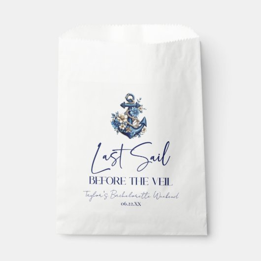 Laatste Sail voor Veil Bachelorette Weekend Party Bedankzakje (Voorkant)
