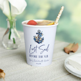 Laatste Sail voor Veil Bachelorette Weekend Party Papieren Bekers