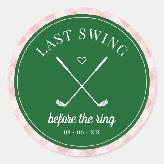 Laatste schommel Golf Bachelorette Ronde Sticker (Voorkant)