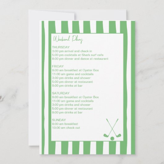 Laatste schommel golf Bachelorette weekend Kaart (Achterkant)