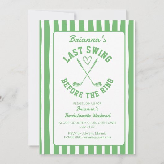 Laatste schommel golf country club Bachelorette we Kaart (Voorkant)