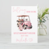 Laatste schommel, golfen vrijgezellenweekend feest kaart (Staand voorkant)