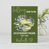 Laatste schommel, golfen vrijgezellenweekend feest kaart (Staand voorkant)