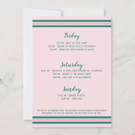 Laatste schommel Tennis Country Club Bachelorette Kaart (Achterkant)