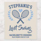 Laatste schommel Tennis Country Club Bachelorette Wijn Etiket (Enkel label)