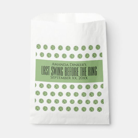 Laatste schommel Voor de Ring Bruiloft Pickleball  Bedankzakje (Voorkant)