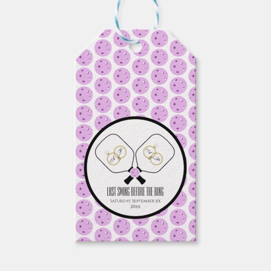 Laatste schommel Voor de Ring Bruiloft Pickleball Cadeaulabel (Voorkant)