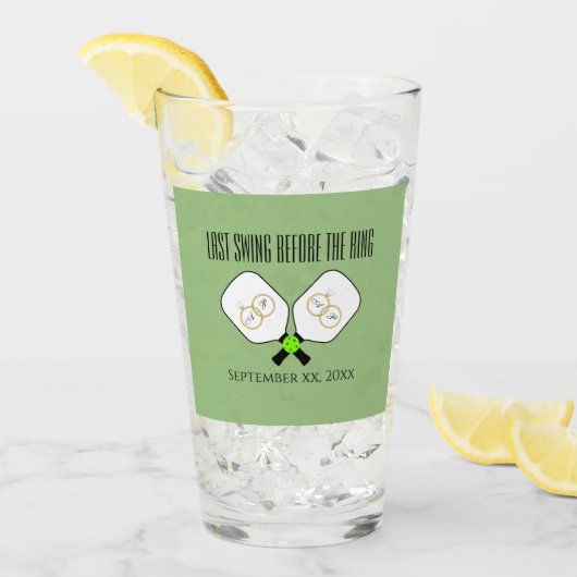 Laatste schommel Voor de Ring Bruiloft Pickleball Glas (Voorkant ijs)