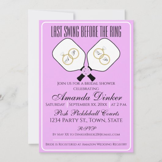 Laatste schommel voor de Ring Bruiloft Pickleball Kaart (Voorkant)