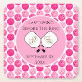 Laatste schommel Voor de Ring Bruiloft Pickleball  Kartonnen Onderzetters (Voorkant)