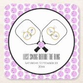 Laatste schommel Voor de Ring Bruiloft Pickleball Kartonnen Onderzetters (Voorkant)