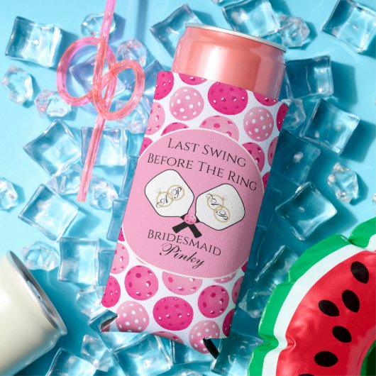 Laatste schommel Voor de Ring Bruiloft Pickleball  Seltzer Blikjeskoeler (Insitu Zomer)