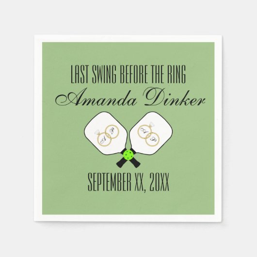 Laatste schommel Voor de Ring Bruiloft Pickleball Servet (Voorkant)