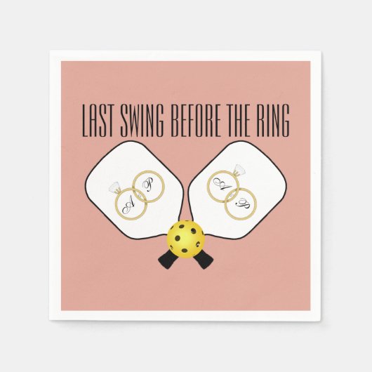 Laatste schommel Voor de Ring Bruiloft Pickleball Servet (Voorkant)