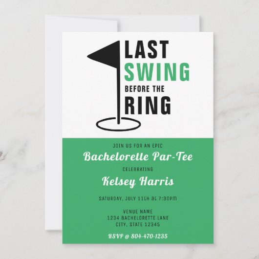 Laatste schommel voor de Ring Golf Bachelorette Pa Kaart (Voorkant)