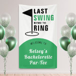 Laatste schommel voor de Ring Golf Bachelorette Pa Spandoek<br><div class="desc">Groen,  zwart en wit laatste schommel voor de ring vrijgezellenfeest welkomstbanner. Personaliseer het met uw evenementgegevens.</div>