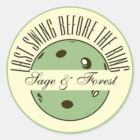 Laatste schommel Voor de Ring Pickleball Bruiloft  Ronde Sticker (Voorkant)