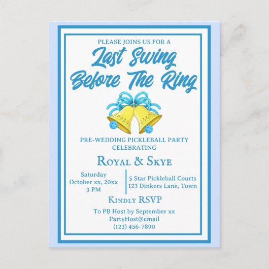 Laatste schommel voor de ring Pickleball Wedding B Briefkaart (Voorkant)