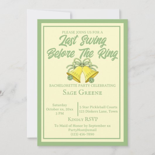 Laatste schommel voor de Ring Sage en Cream bruilo Kaart (Voorkant)