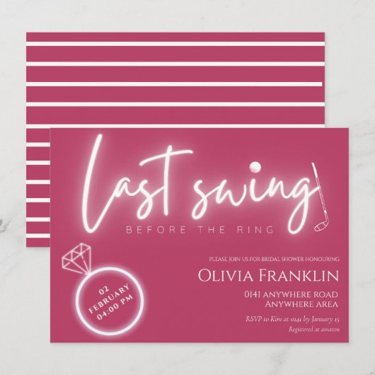 Laatste schommeling vóór het ringende vrijgezellen kaart (Voorkant / Achterkant)