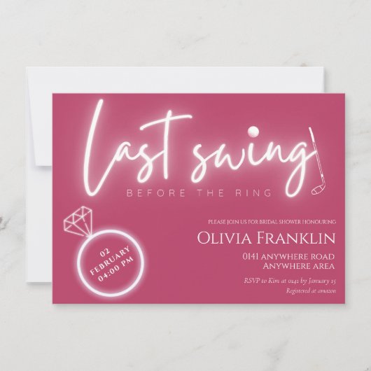 Laatste schommeling vóór het ringende vrijgezellen kaart (Voorkant)