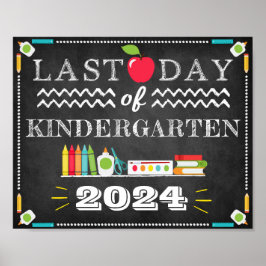 Laatste schooldag bewerkbaar teken poster