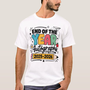 Laatste schooldag eindejaars handtekeningen 2026 t-shirt