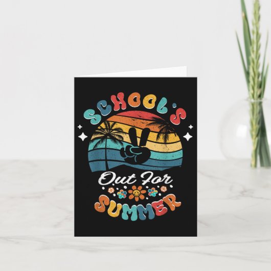 Laatste schooldag Groovy Afstuderen Schools Out F Kaart (Voorkant)