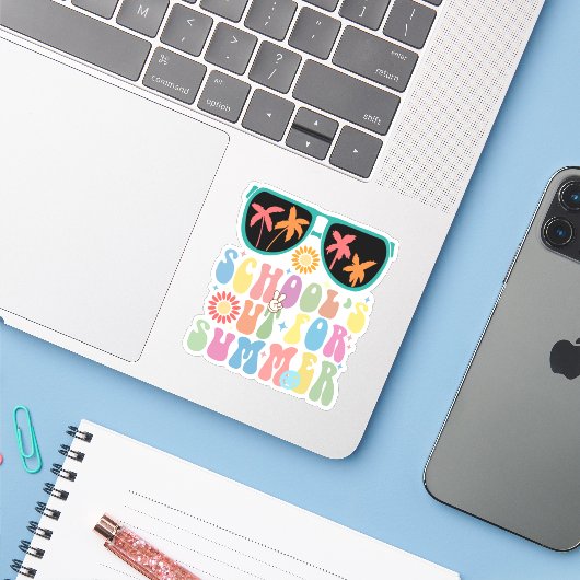 Laatste Schooldag Groovy School Is Uit Voor De Zom Sticker (Laptop met iPhone)