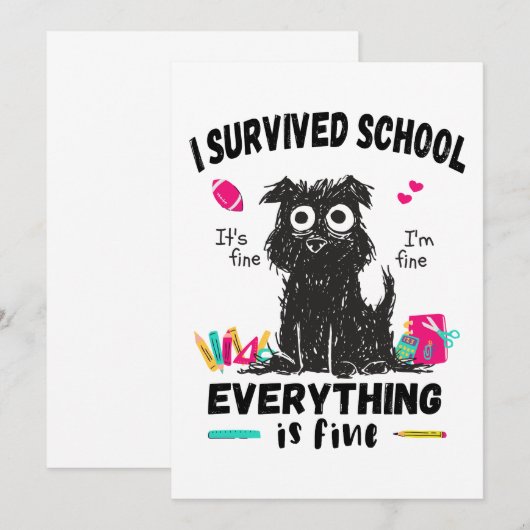 Laatste schooldag, ik heb de school overleefd  kaart (Voorkant / Achterkant)