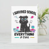 Laatste schooldag, ik heb de school overleefd kaart (Staand voorkant)