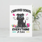 Laatste schooldag, ik heb de school overleefd  kaart (Staand voorkant)