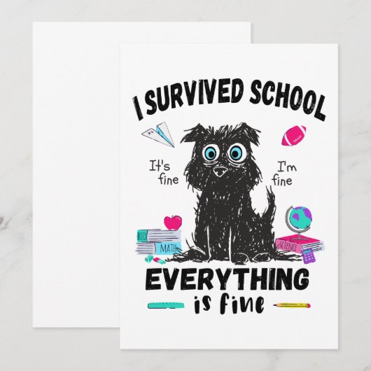 Laatste schooldag, ik heb school overleefd  kaart (Voorkant / Achterkant)