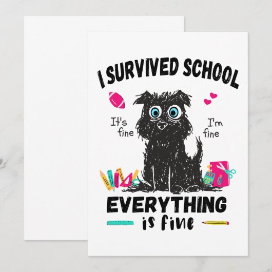 Laatste schooldag, ik heb school overleefd  kaart (Voorkant / Achterkant)