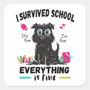 Laatste schooldag, ik heb school overleefd vierkante sticker