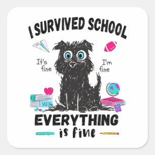 Laatste schooldag, ik heb school overleefd vierkante sticker