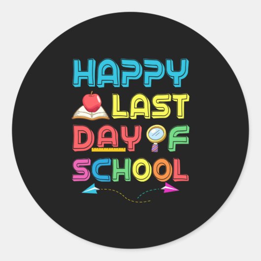 laatste schooldag ronde sticker (Voorkant)