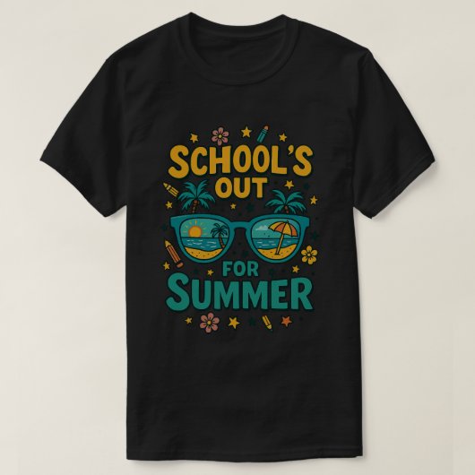 Laatste schooldag. Scholen uit voor de zomer T-shirt (Design voorkant)
