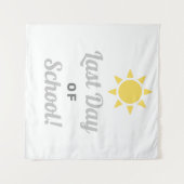 Laatste Schooldag Zon Grijs Geel Wandkleed (Voorkant (horizontaal))