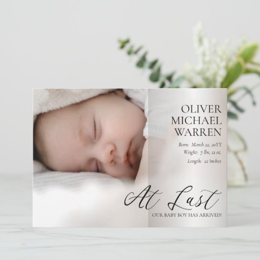 Laatste script 4 Foto Baby Geboorteaankondiging Aankondiging (Staand voorkant)