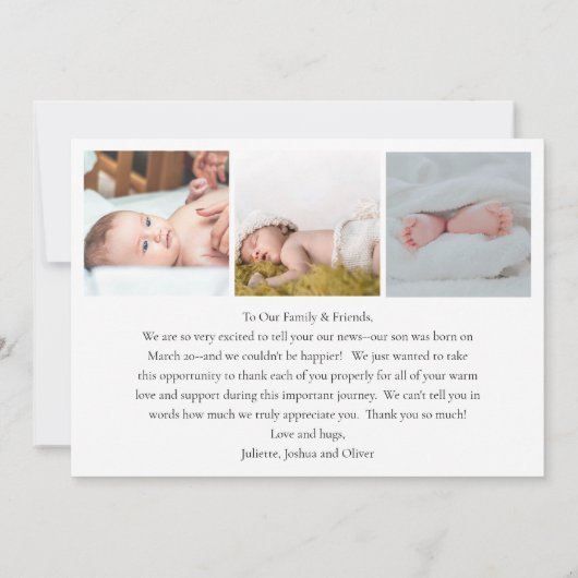 Laatste script 4 Foto Baby Geboorteaankondiging Aankondiging (Achterkant)