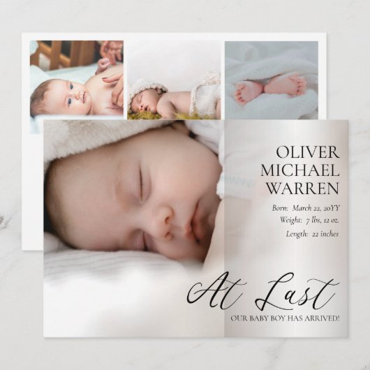 Laatste script 4 Foto Baby Geboorteaankondiging Aankondiging (Voorkant / Achterkant)