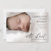 Laatste script 4 Foto Pink Birth Aankondiging (Voorkant)