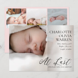 Laatste script 4 Foto Pink Birth Aankondiging