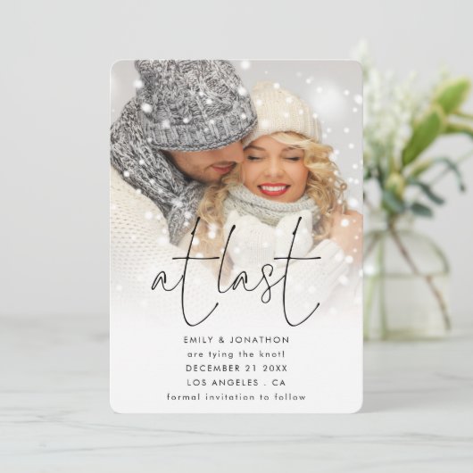Laatste script foto Bekleding QR Winter Weddenscha Save The Date (Staand voorkant)