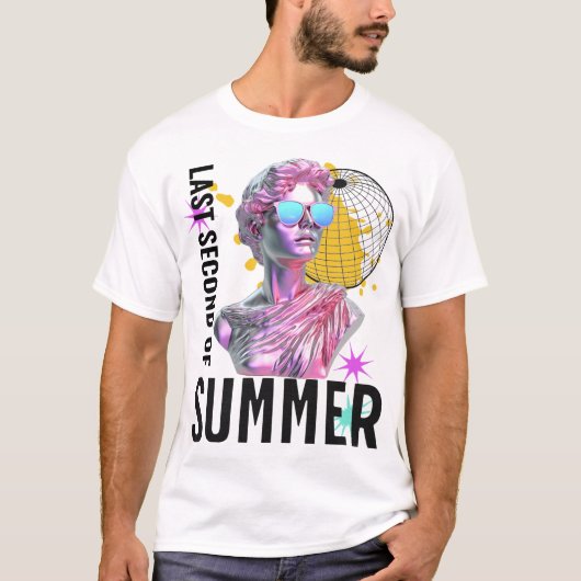 Laatste seconde van de zomer Retro Vaporwave Statu T-shirt (Voorkant)