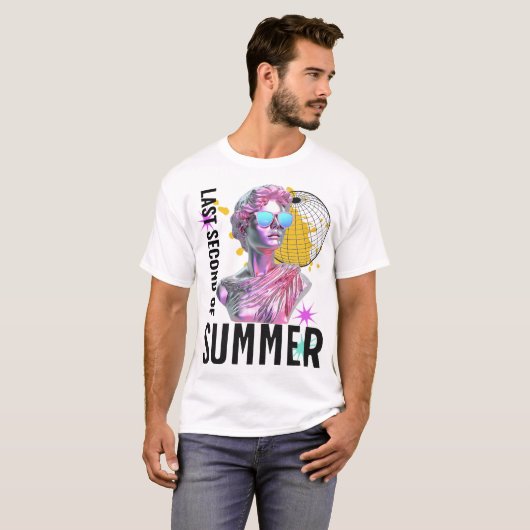 Laatste seconde van de zomer Retro Vaporwave Statu T-shirt (Voorkant volledig)